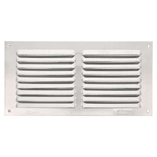 Amig - Grille de Ventilation rectangulaire en Aluminium avec moustiquaire | Grilles d'aération pour Sortie d'air | Idéal pour plafonds | Dimensions : 100 x 200 mm |...