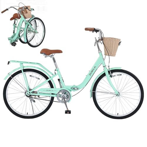 YHUBHSIS 24/26 inch Female Bicycle Single Speed Folding Lady Bike,