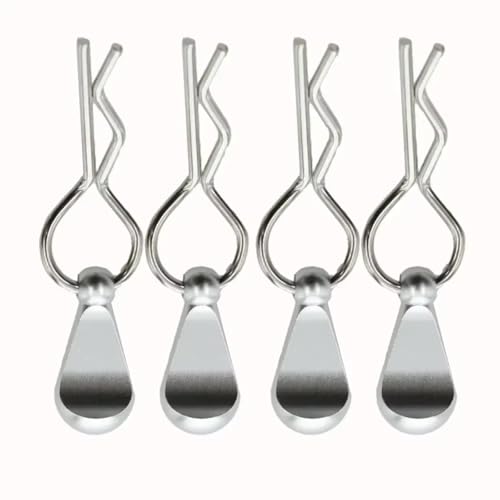 RC Car Accessories for 1/5 1/8 1/10 1/12 4pcs Body Shell Clip Pin with Fixing Bracket Aluminum Mount Set RC Model Car for Toys Spare Parts Accessories(Silver)