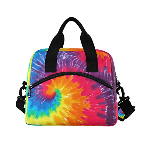 Huxino Abstract Art Swirl Tie Dye Reusable Lunch Bag For Women, Insulated Lunch Box Cooler Containers Organizer Zipper Lunch Tote Bag Handbag For School Office Picnic Men Kids Adults Children… #TOP1