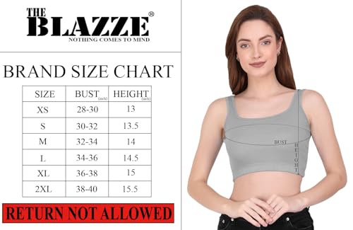 Image of THE BLAZZE 1044 Women's Cotton Basics Sexy Solid Square Neck Slim Sleeveless Saree Readymade Saree Bra Blouse Crop Top T-Shirt for Women