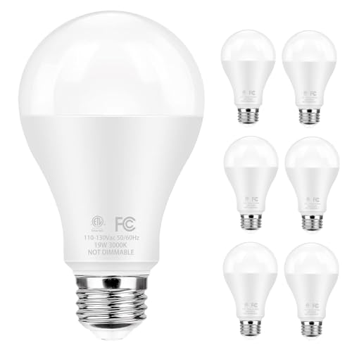 QQLXST Super Bright A21 LED Light Bulbs, 150 Watt 200 Watt Equivalent, Soft White 3000K, High Lumen 2600lm, E26 Base, Non-Dimmable, 19W Energy Saving Bright LED Bulbs for Home & Office, 6-Pack