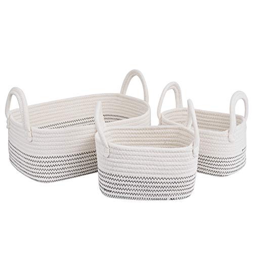 Cotton Rope Storage Baskets Storage Bins Organizer Decorative Woven Basket With Handles