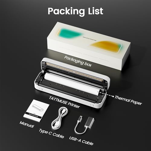 TATTMUSE Portable Thermal Printer, Bluetooth Printers Wireless for Travel Home Use, Mini Compact Printer by TATTMUSE - Image 2