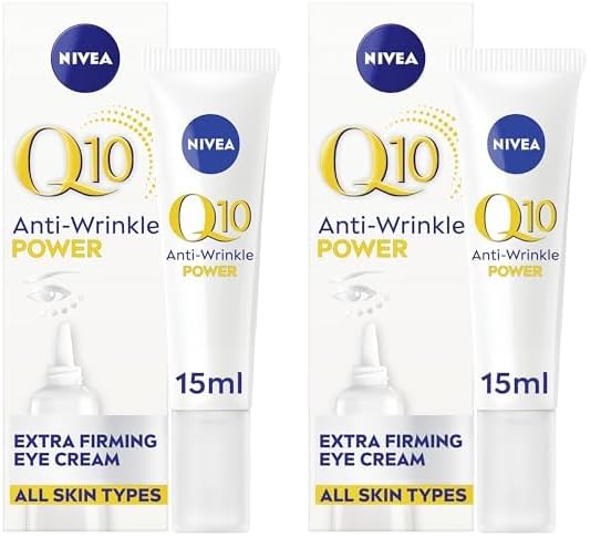 NIVEA Q10 Anti-Wrinkle Power Firming Eye Cream to Reduce Crow's Feet, Lines and Wrinkles, Powerful Under Eye Cream to Revitalise the Eye Area (15ml) (Pack of 2)