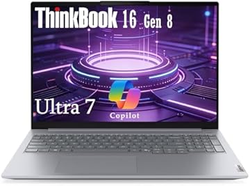 Lenovo ThinkBook 16 Gen 8 Business Laptop, 16" WUXGA IPS Display, Intel Core Ultra 7 255H, 32GB DDR5 RAM, 1TB PCIe SSD, Fingerprint Reader, Copilot AI PC Office 365 for Web, Arctic Grey Windows 11 Pro