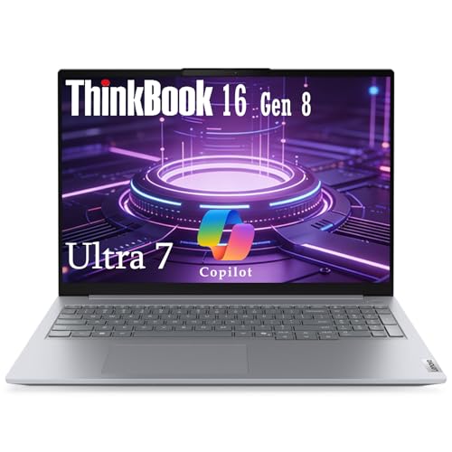 Lenovo ThinkBook 16 Gen 8 Business Laptop, 16' WUXGA IPS Display, Intel Core Ultra 7 255H, 32GB DDR5 RAM, 1TB PCIe SSD, Fingerprint Reader, Copilot AI PC Office 365 for Web, Arctic Grey Windows 11 Pro