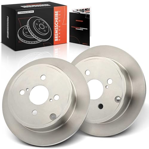 Frankberg Brake Disc Set incl. 2x Discs Rear Solid Ø258mm Compatible with Yaris Verso P2 Yaris P1 Coroll.a E12 Replace# 26066, 4243102070