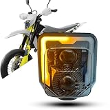 Dirt Bike Carbon Fiber LED Headlight with Amber Turn Signal High Low Beam DRL for Husqvarna 701 Supermotor 701 Enduro FE250 FE350S FE450 FE501 FE501S TE250i TE300i 2014-2023