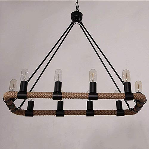Lustre rétro corde de chanvre 10 têtes pour magasin de vêtements et hôtel rural