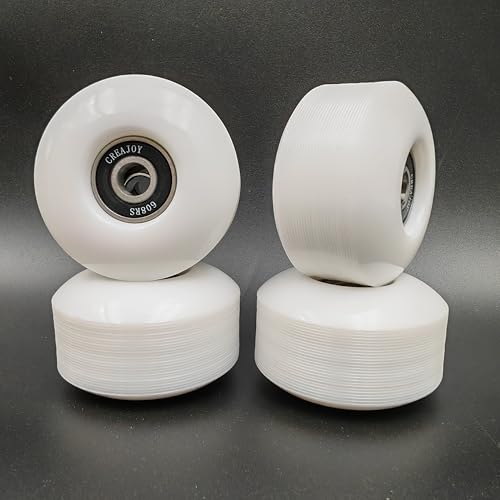 Skateboard Wheels, 52mm 95a, Set of 4 with Bearings (White) - Thumbnail 3
