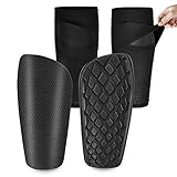 Idota Schienenbeinschonern Fußball Herren, Ergonomische Stoßdämpfung schienbeinschoner Fussball Voller Schutz für Jugendliche Stutzen mit Einstecktasche Schienbeinschoner zum Einschieben (Schwarz, M)