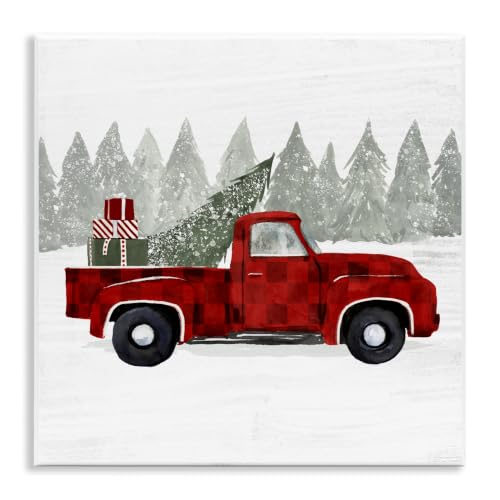 'Red Buffalo Plaid Vintage Truck Christmas'| Wall Plaque Art