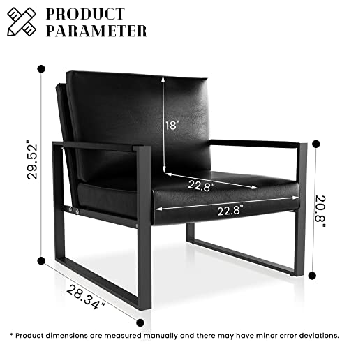 Recaceik Pu Leather Accent Chairs Set Of 2 Modern Armchair With Extra-Large Ergonomic Cushion Sturdy Metal Frame Anti-Scratch Foot Mats Single Sofa Chair For Living Room #TOP1
