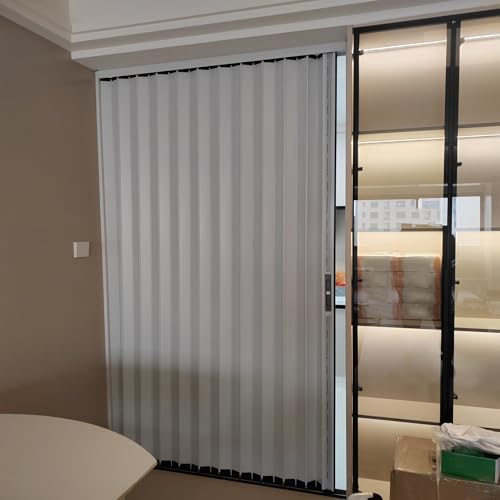 Dailify Accordion Door White Interior Folding Concertina Door, Accordion Door with Hardware, Customize Sliding Door for Office Kitchen Bedroom(52x80in (132x203cm))