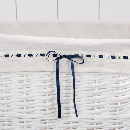 HOMCOM Cesto de mimbre para la ropa sucia con tapa, bolsa interior de tela lavable, capacidad para 15 kg de ropa sucia, blanco - imagen 8