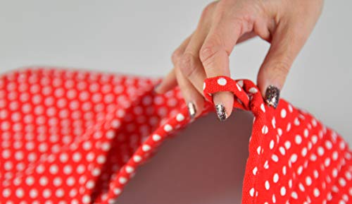 Home-X Red Polk Dot Double Oven Mitt For Cooking And Serving, Heat Resistant, Extra Long Potholder, Oven Gloves To Protect Hands And Arms, Machine Washable -32”L #TOP2