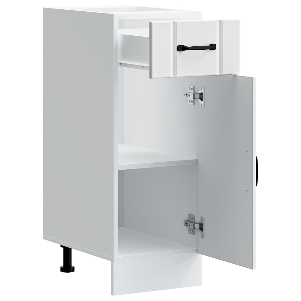 Küchen-Unterschrank Lucca Weiß, Holzwerkstoff, 30x46x81,5 cm, langlebig, feuchtigkeitsbeständig, verstellbare Füße, viel Stauraum für Geschirr und Kochutensilien