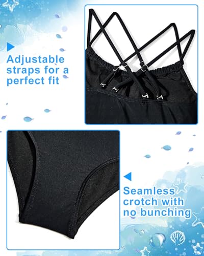 Image of Girls One Piece Swimsuits Teens Bathing Suits Teen Swimsuits Quick Dry Halter Crossback Beach Sport UPF 50 Kids Swimwear