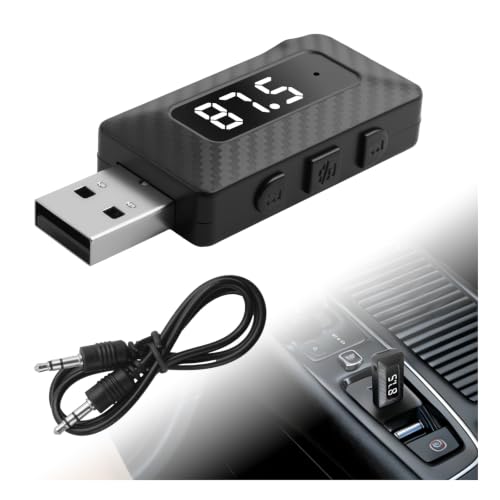 Wireless USB Bluetooth Adapter for Car Stereo,5.3 Bluetooth FM Transmitter Receiver for Car Stereo,Home Stereoes,Computer,Universal USB to Bluetooths Adapter for FM+AUX