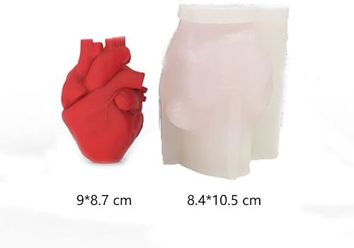 Miniatura 2 de Moldes de vela de corazón 3D, órganos humanos grandes, molde de silicona, molde de jabón, moldes de chocolate para hornear, herramientas de