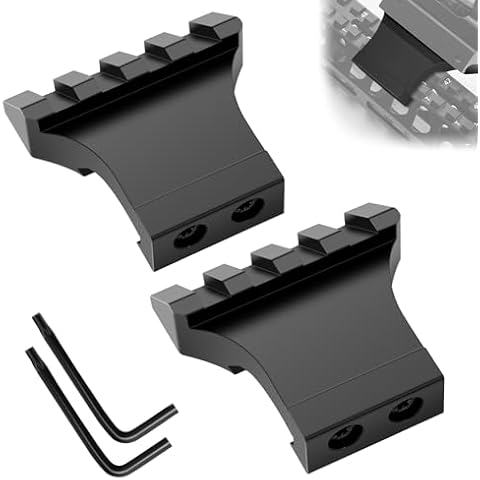 45 Degree Offset Rail Mounts,4-4 Slots Offset Picatinny Rail Mount Low Profile Weaver Aluminum Angled Rail Adapter & 2 Allen Wrench Cover
