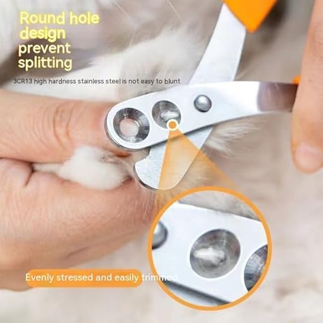 Newly Upgraded Design Cat&Dog Nail Clipper with Two Circular Cutting Holes of Different Size(2mm&4mm)-Avoid Over Cutting Pet Nail Clippers -Professional Paw Trimmer Set for Pet (Orange)-jhhqxtfU