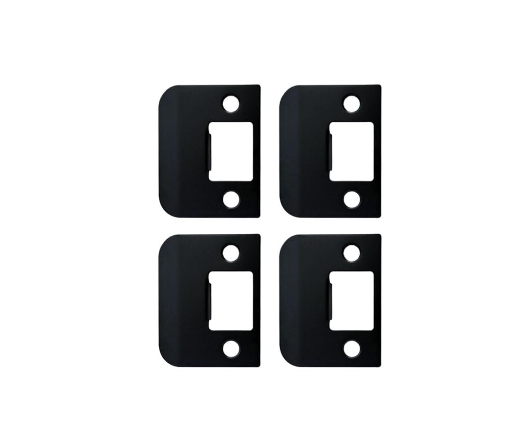 QCAA Solid Brass Extended Lip Strike, 1-3/4''X2-1/4", Matte Black, 4 Pack, Made in Taiwan