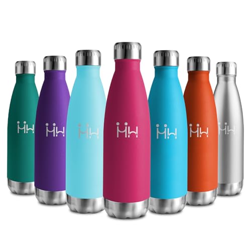 Botella Termica 500ml, Botella Agua Acero Inoxidable Doble Pared, Cantimplora Termica sin BPA, A Prueba de Fugas, Garrafa Termica para Niños, Adultos, Oficina, Escuela, Senderismo, Deporte, Viajes