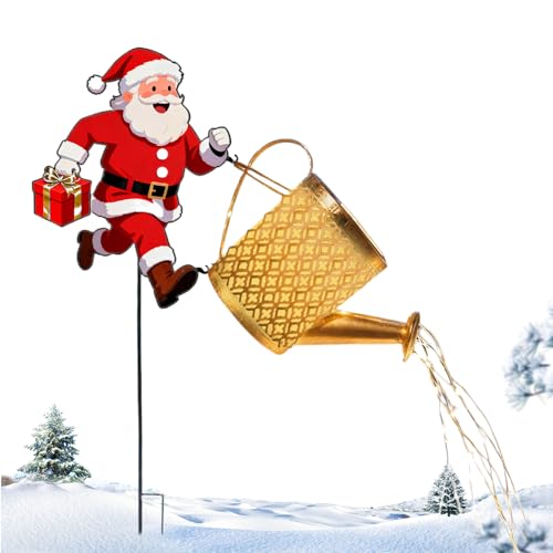 Père Noël Solaire Arrosoir éclairage extérieur étanche pour chemin et sentier de Noël