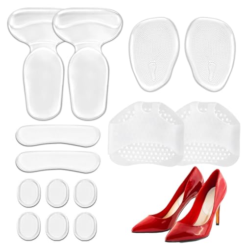 14 Piezas Almohadillas de Tacón alto, Plantillas de Zapatos con Tacón Alto Antideslizante Almohadillas Tacones Gel Transparente Plantillas Tacones Altos Almohadillas del Antepié para Proteger los Pies