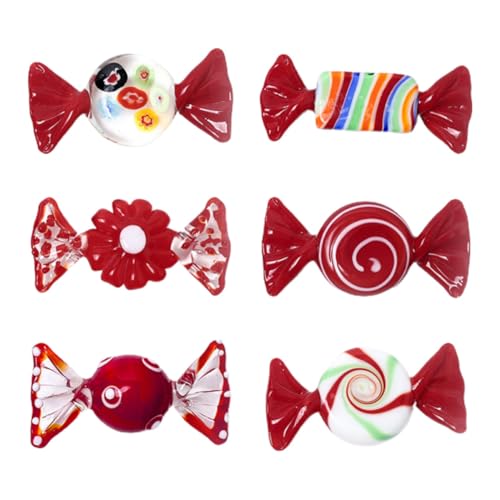 iplusmile Décoration de Bonbons Plusieurs Styles 6 Pièces en Verre Élégante et Chic, Accessoire Amusant de Bonbons, Ornement Créatif pour Maison et Plusieurs Styles
