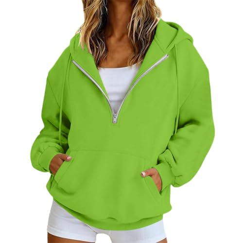 HswsEJ Quarter Zip Pullover Women Oversized Fleece Half Zip Hoodie