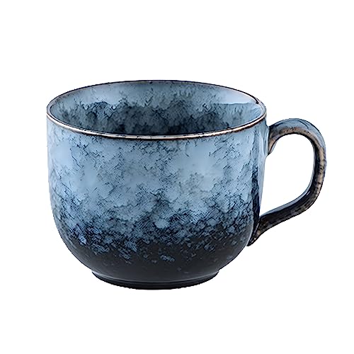 TuYines Duży kubek do kawy, 40 ml, kubek z kamionki, miseczki na musli z uchwytem, filiżanki do cappuccino, kubek XXL, kubek ceramiczny, porcelanowy