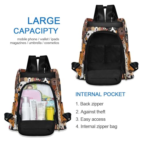 Image of ALAZA Cute Dog Prints Puppy Animal Backpack Purse for Women Anti Theft Fashion Back Pack Shoulder Bag