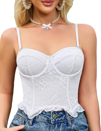 Avidlove Lace Bustier Corset Tops for Women Underwire Sexy Going Out Top