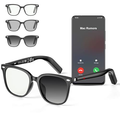 Mingtawn �X�}�[�g�O���X[2026�ŐV] Bluetooth5.4�X�s�[�J�[�t�� iOS/Android�Ή� �X�}�[�g���K�l �y�� ���C�����X�ڑ��Ή� �ʘb�}�C�N���� USB�[�d �h���h�� �^��/�A�E�g�h�A/����/���O�p �������� �u���[���C�g����