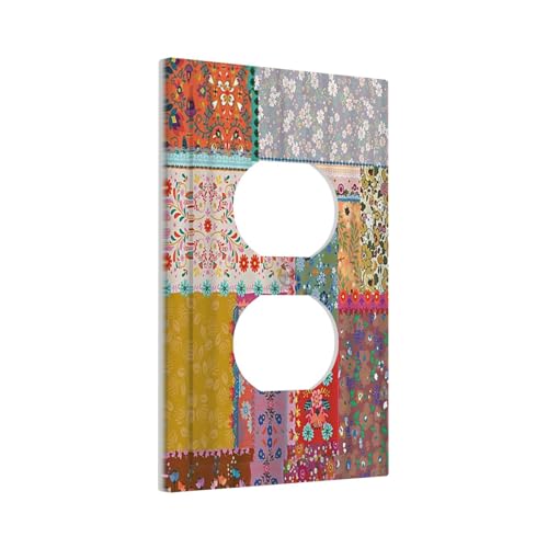 Plaque murale décorative 1 gang Duplex au design patchwork bohème de qualité supérieure
