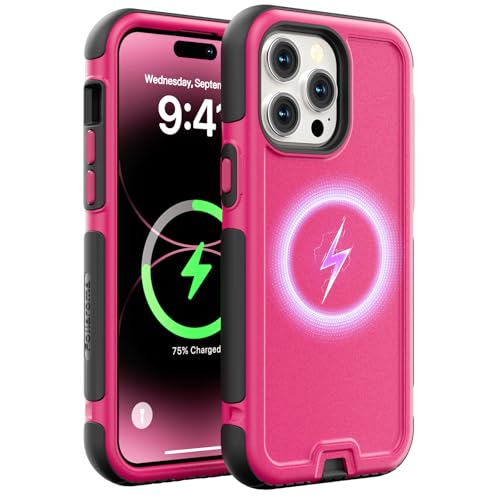 Follaroma Magnetic for iPhone 14 Pro Max Case, Heavy Duty Cases, Hot Pink