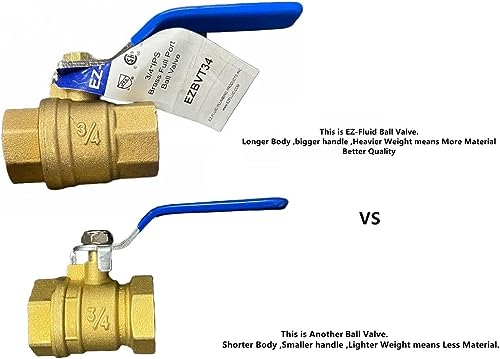 EZ-FLUID 1/2" NPT Female Threaded IPS Ball Valve Full Port Water Stop Shut Off,Heavy Duty Forged Brass,Quarter Turn,Blue Handle Brass Water Cut off Ball Valve for Plumbing & Irrigation (1)