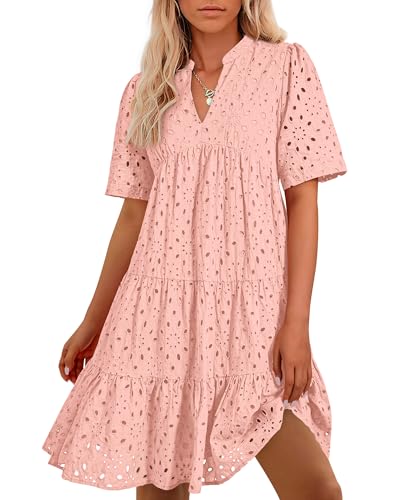 BTFBM Womens Boho Summer Dresses 2026 Spring V Neck Short