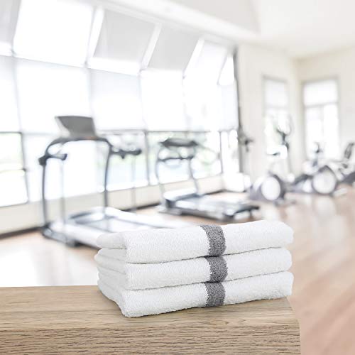 Arkwright White Hand Gym Towels - (Pack Of 12) Decorative Luxury Hotel Guest Bulk Towel, Soft And Absorbent, Perfect For Workout, Spa, And Bath, 16 X 27 In, Grey #TOP2