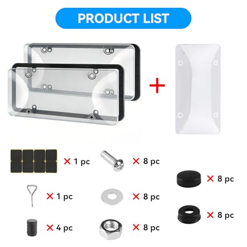 Bulgery Clear License Plate Covers 2 Pack with 1 Extra Spare, Shatterproof & Anti-Yellowing Car Tag Protectors, 100% Street Legal License Plate Holders with Anti-Rattle Pads & Hardware by Bulgery - Image 8