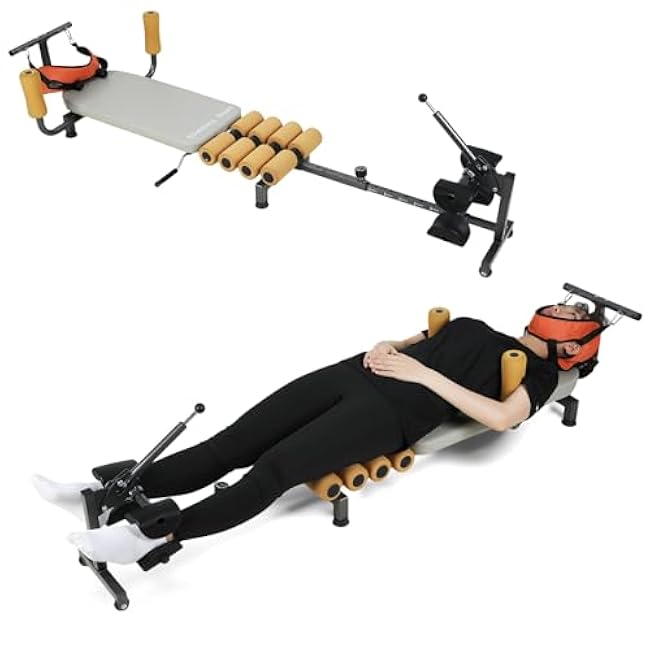 YOXIER Back Stretcher, Inversion Table with Cervical Traction, Back Stretcher for Lower Back Pain Relief, Back Extension Machine with 150kg Load-Capacity, Lumbar Decompression Table