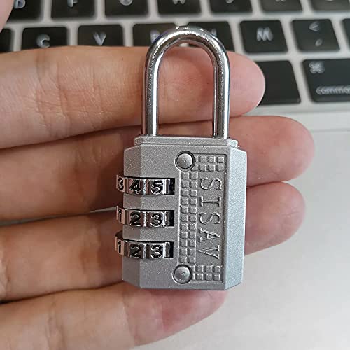 Lucchetto A Combinazione A 3 Cifre Sisav Da 5 Pezzi, Facile Da Leggere, Per Armadietti Scolastici E Palestre, Senza Chiave, Ripristinabile, Cinqu - 4