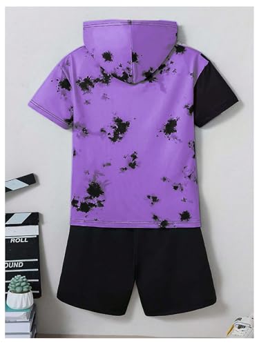 Image of WDIRARA Boy's Two Piece Graphic Print Hooded Neck Tops and Track Shorts Clothing Set