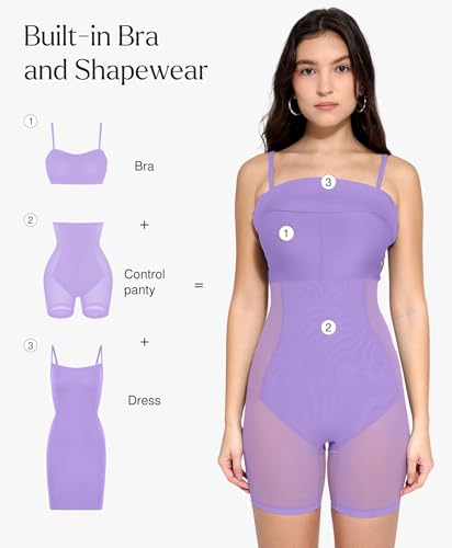 Image of Popilush Club Dresses for Women Built in Bra Dress Tummy Control Shapewear Mini Cocktail Dress Party Date Night Bodycon