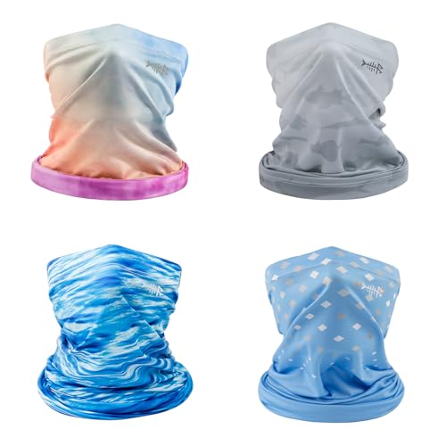 BASSDASH 4 Pack UPF 50+ UV Protection Neck Gaiter Sun Protector for Fishing Hunting Kayaking Hiking Cycling Outdoor
