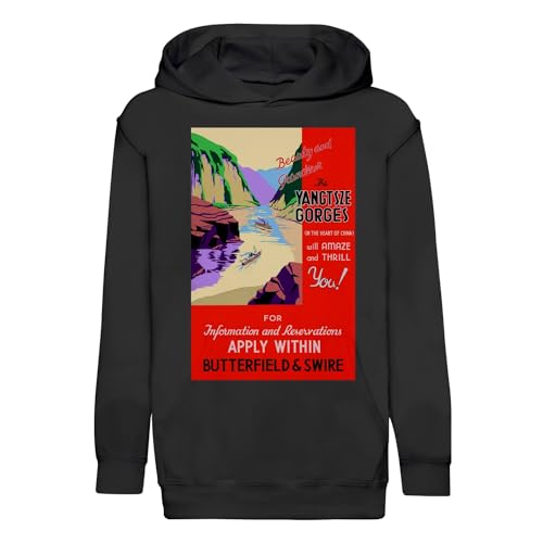 Sweat à Capuche Enfant Yangtse Chine Fleuve Rivière Voyage Affiche Vintage Premium
