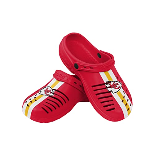 FOCO Men's NFL Logo Team Stripe Garden Water Sandals Shoes Slipper Clogs with Strap, 9-10